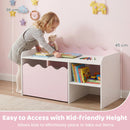 Scalloped Kids Storage Shelf with Rolling Toy Box – Pink product view 8
