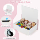 Scalloped Kids Storage Shelf with Rolling Toy Box – Pink product view 10