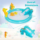 Seahorse Spray Pool with Slide and Ring Toss – pool and slide dimensions