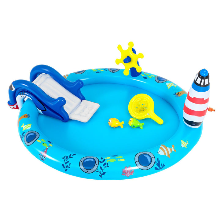 Shark Slide and Lighthouse Spray Pool – complete pool and accessories