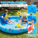 Shark Slide and Lighthouse Spray Pool – inflation and hose connection