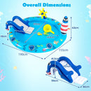 Shark Slide and Lighthouse Spray Pool – pool and slide dimensions