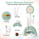 Six-in-One Kids Sports Stand with Adjustable Hoop – built-in accessory holders