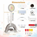 Six-in-One Kids Sports Stand with Adjustable Hoop – dimensions and complete accessories