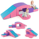 Six-Piece Foam Climbing Set with Tunnel and Folding Ramp – pink and purple six-piece set