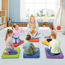 Six-Piece Kids Floor Cushion Set with Carry Handles – floor seating arranged for reading