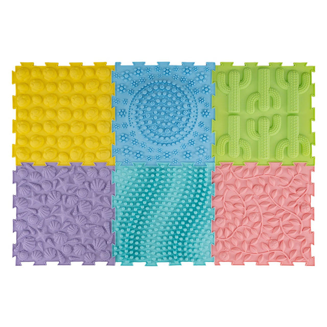 Six Piece Textured Sensory Puzzle Mat Set – six mats in Macaron colours