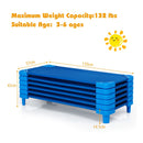 Six Stackable Daycare Cots with Removable Fabric – individual and stacked dimensions