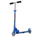 Blue lightweight folding kids kick scooter with LED wheels