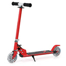 Red lightweight folding kids kick scooter with LED wheels