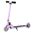 Purple lightweight folding kids kick scooter with LED wheels