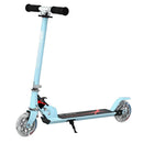 Light Blue lightweight folding kids kick scooter with LED wheels
