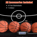 Four basketballs and inflator inclusion