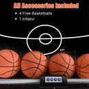 Four basketballs and inflator inclusion