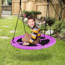 Purple saucer swing during seated outdoor play