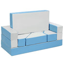 Blue and white eight-piece PU foam play sofa seating arrangement