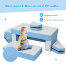 Blue and white eight-piece PU foam play sofa wipe-clean PU surface