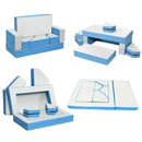 Blue and white eight-piece PU foam play sofa four play configurations