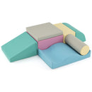 Seven-piece foam play set, Blue option in pastel colours