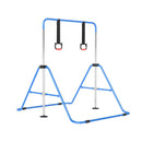 Navy folding gymnastics bar with adjustable hanging rings
