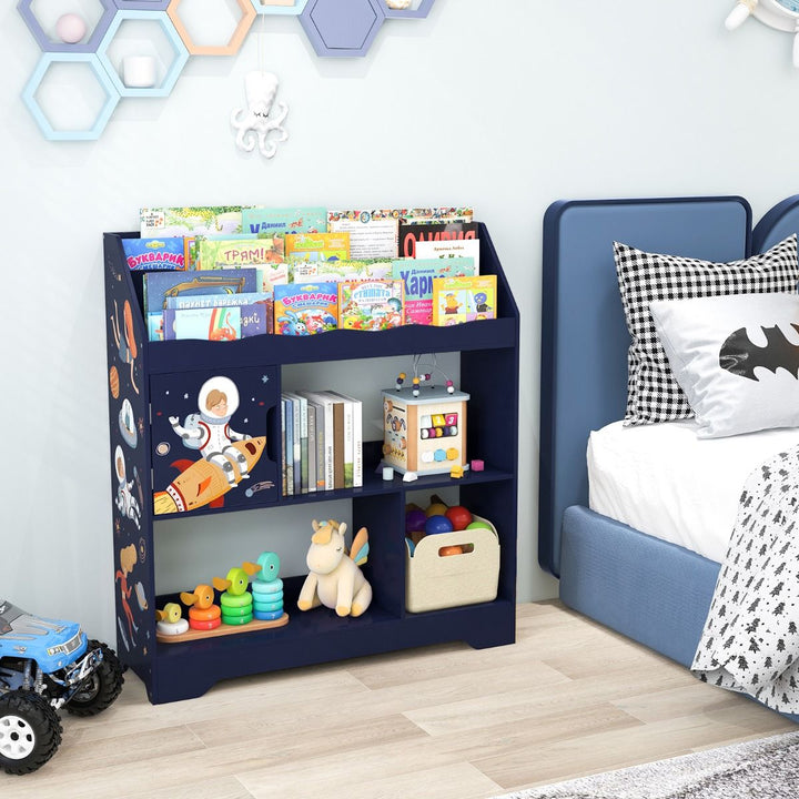 Space-Themed Kids Book Display and Storage Cabinet – Blue product view 1