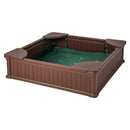 Square Sandpit with Four Corner Seats and Cover – brown sandpit with four seats
