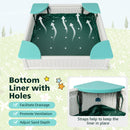 Square Sandpit with Four Corner Seats and Cover – perforated bottom liner and fixing straps