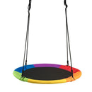 Rainbow saucer swing component with adjustable hanging ropes
