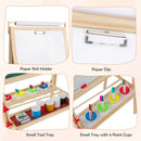Tall Wooden Art Easel with Magnetic Boards and Paper Roll – paper holder clip and paint cups