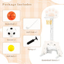 Three-in-One Kids Basketball, Soccer and Golf Set – grey and white variant with included accessories