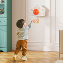 Three-in-One Kids Basketball, Soccer and Golf Set – wall mounted hoop in use