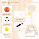 Three-in-One Kids Basketball, Soccer and Golf Set – grey and mocha variant with included accessories