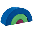 Three-Piece Rainbow Foam Climber with Washable Covers – blue green and purple nested foam pieces