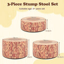 Three-Piece Tree Stump Floor Stool Set - Brown view 4
