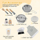 Chef hat, apron, cookware, utensils and pretend ice cubes supplied with the kitchen