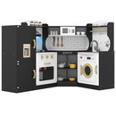 Black wooden corner play kitchen, front view