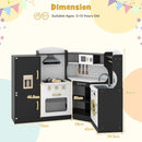 Black corner play kitchen dimension diagram and supplier age range of 3–10 years