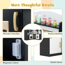 Black play kitchen handles, shelves, magnetic catch and base