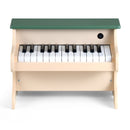 Front view of the green and beige 25-key toy piano
