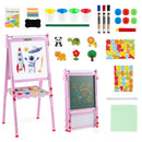 Pink Easel with magnetic pieces and art supplies