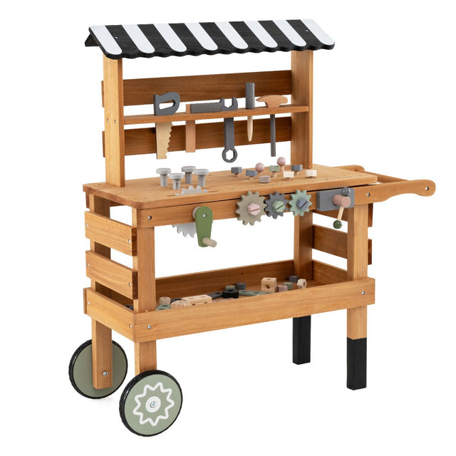 Wooden Tool Bench and Push Cart Playset, view 6