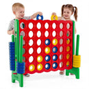 Children placing rings into the red board with green uprights