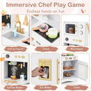 White wooden play kitchen with coffee maker and toy clocks, White, view 10