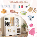 White wooden play kitchen with coffee maker and toy clocks, White, view 11