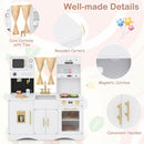 White wooden play kitchen with coffee maker and toy clocks, White, view 12