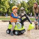 Toddler Ride-On Digger with Trailer – Green, outdoor ride-on and manual digging arm