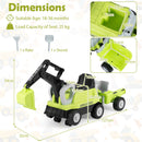 Toddler Ride-On Digger with Trailer – Green, dimensions, age range and maximum seat load