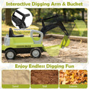 Toddler Ride-On Digger with Trailer – Green, manual arm and bucket controls