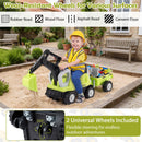Toddler Ride-On Digger with Trailer – Green, wheel and caster details