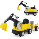Toddler Ride-On Digger with Trailer – Yellow, complete ride-on and detachable trailer